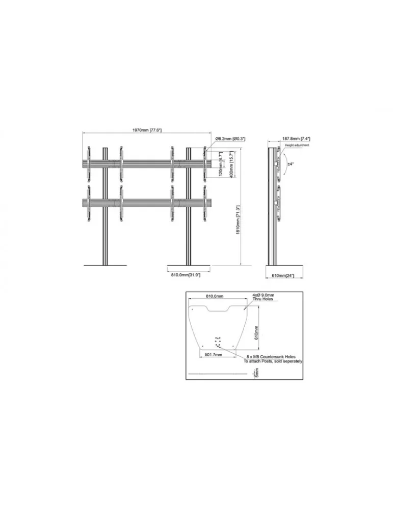 MULTIBRACKETS 0600 Bodenständer Multibrackets MBF2x2U M-Serie Pro - 4 Bildschirme 32  - 65  VESA Max 400x400 MULTIBRACKETS MUL