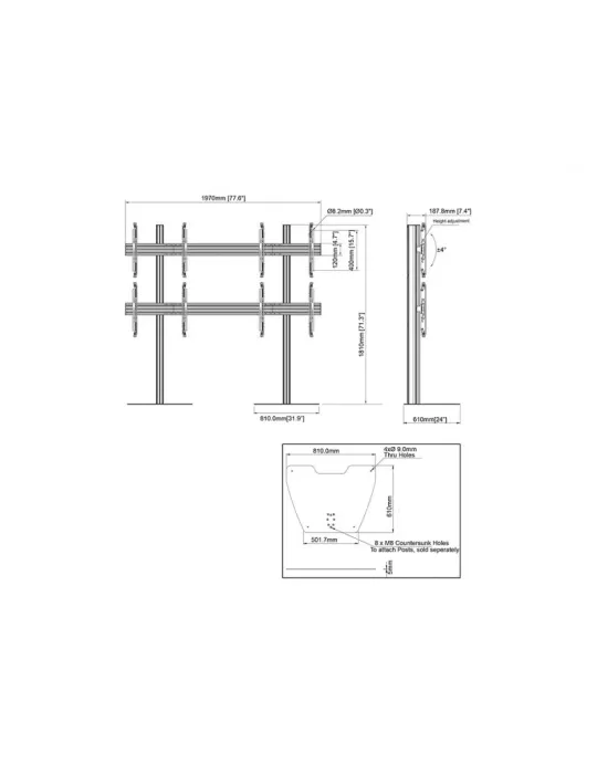 MULTIBRACKETS 0600 Bodenständer Multibrackets MBF2x2U M-Serie Pro - 4 Bildschirme 32  - 65  VESA Max 400x400 MULTIBRACKETS MUL