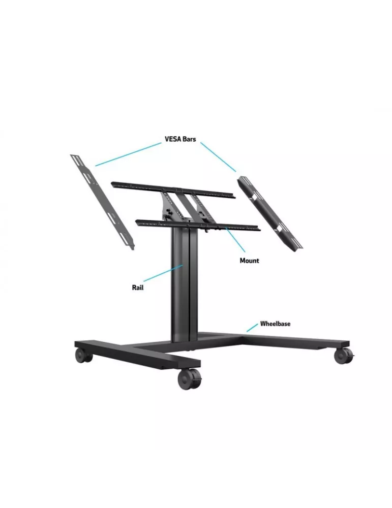 MULTIBRACKETS 6812 Soporte móvil inclinable Multibrackets Public Display Stand 80 HD Wheelbase Single Negro - écran 32 -55  VE