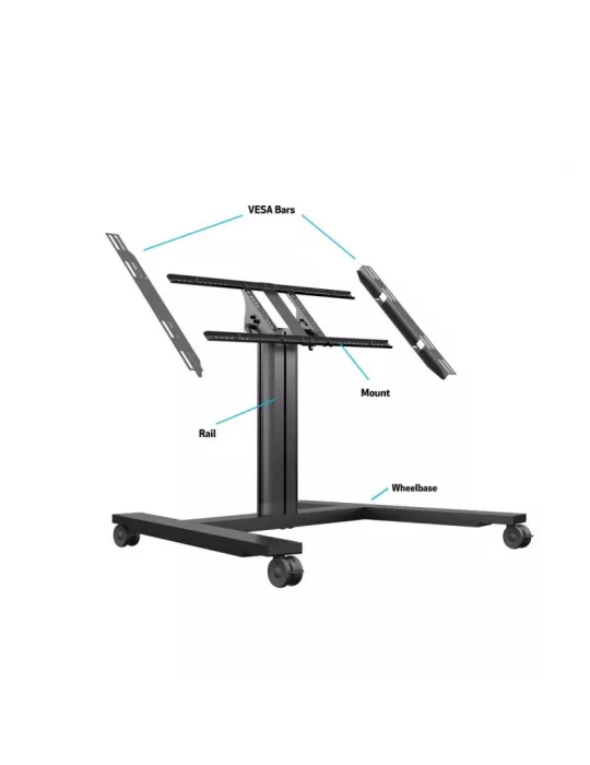 MULTIBRACKETS 6812 Mobiler neigbarer Ständer Multibrackets Public Display Stand 80 HD Wheelbase Single Black - Bildschirm 32 -