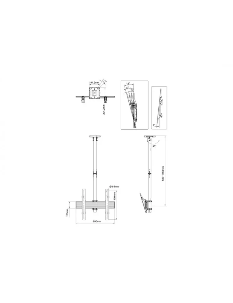 MULTIBRACKETS 3446 Support plafond Multibrackets Ceiling Mount PRO MBC1U VESA 600 45kgmax REF  MULTIBRACKETS MUL3446 | MusicGo