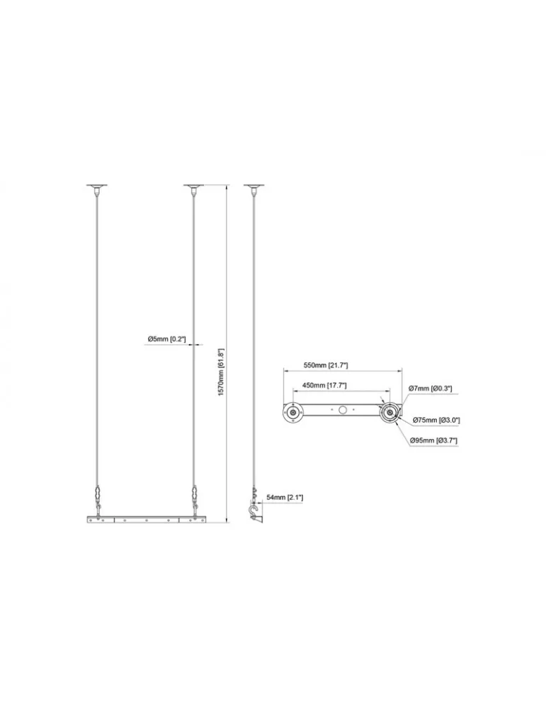 MULTIBRACKETS 1539 Ceiling sling support Multibrackets 1500mm Wire Connecting Plate Medium MULTIBRACKETS MUL1539 | MusicGoodDe