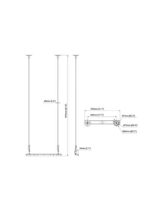 MULTIBRACKETS 1539 Soporte de eslinga de techo Multibrackets 1500mm Placa de conexión de alambre Medium MULTIBRACKETS MUL1539