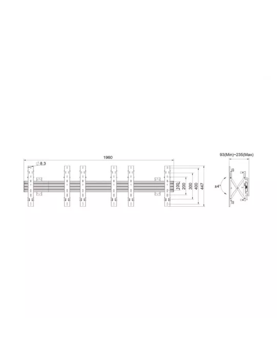 MULTIBRACKETS 5037 Multibrackets Wallmount Pro MBW3x1UP Push In Pop Out Negro - 3 pantallas 32 -55  VESA Max 400x400 MULTIBRAC
