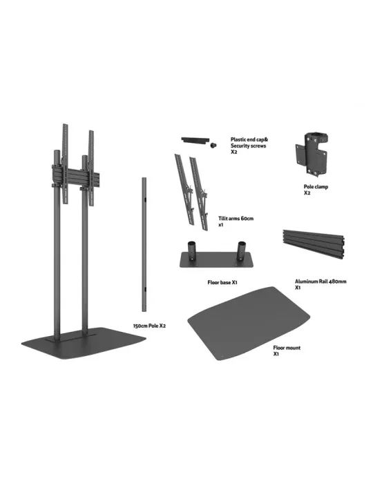 MULTIBRACKETS 8960 Support sol Multibrackets Dual Pole Floorbase Pro - écran 65"-90" VESA Max 400x600