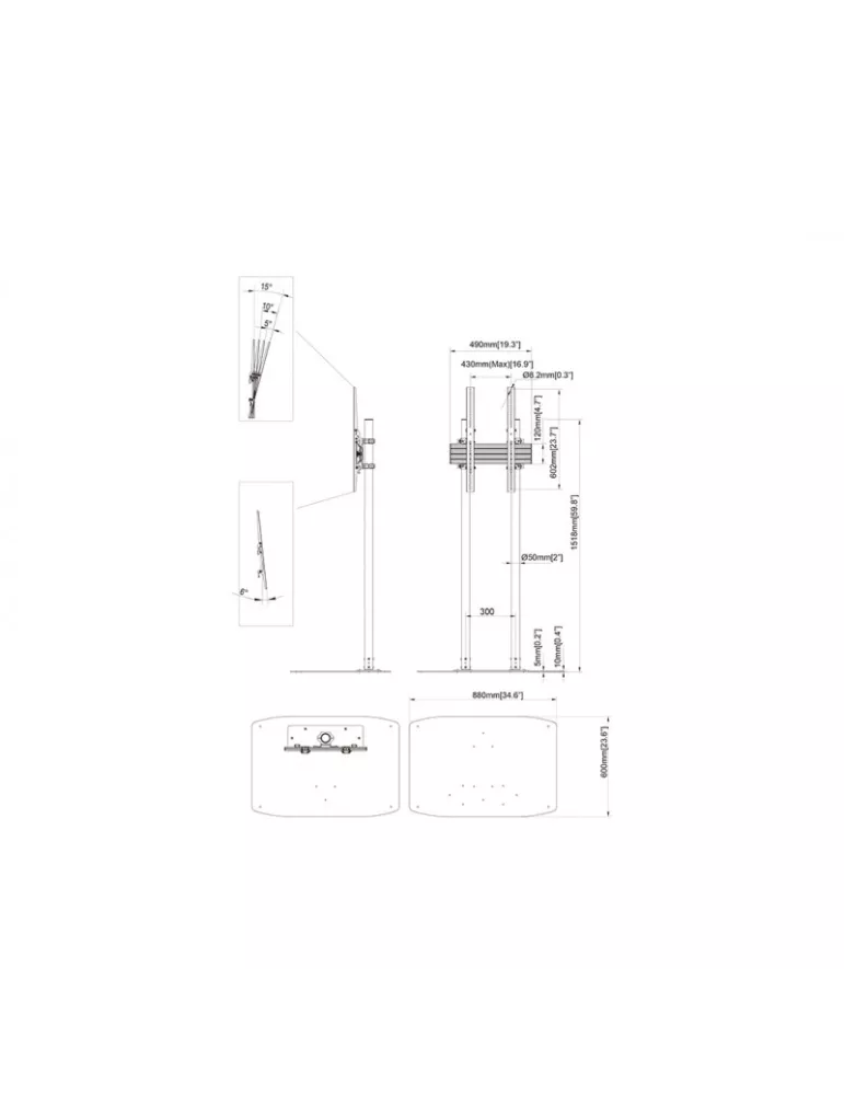 MULTIBRACKETS 8960 Bodenständer Multibrackets Dual Pole Floorbase Pro - 65 -90 -Bildschirm VESA Max 400x600 MULTIBRACKETS MUL8