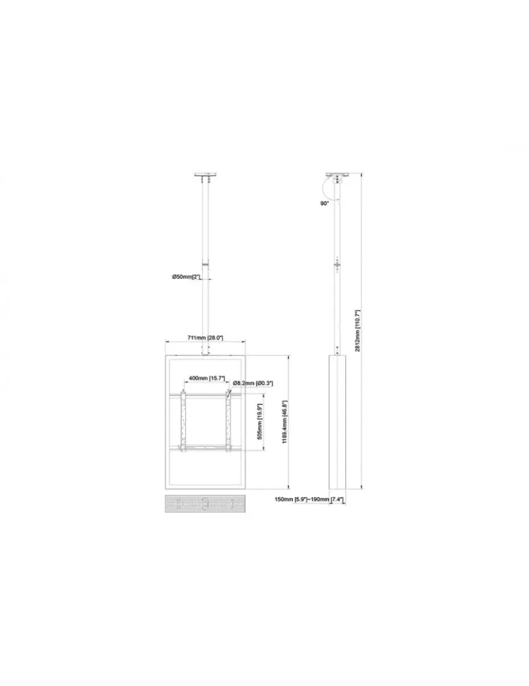 MULTIBRACKETS 3939 Caisson double avec support plafond Multibrackets Enclosure 50  Ceilingmount Medium B2B Black - VESA Max 60