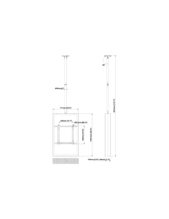 MULTIBRACKETS 3939 Caisson double avec support plafond Multibrackets Enclosure 50  Ceilingmount Medium B2B Black - VESA Max 60