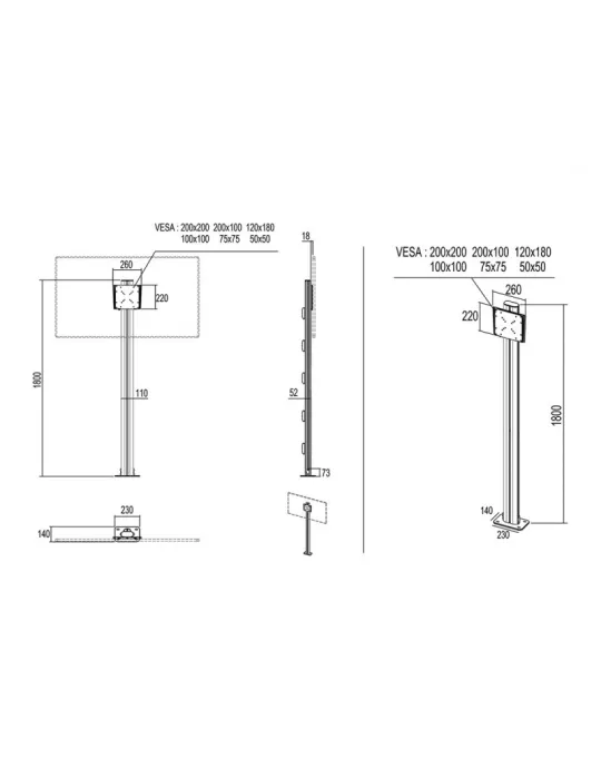 MULTIBRACKETS 2401 Support sol a fixer Multibrackets Display Stand 180 Single 24-65   REF  MULTIBRACKETS MUL2401 | MusicGoodDe
