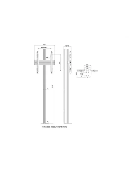 MULTIBRACKETS 0297 Verstellbarer Bodenständer Multibrackets MBFC1U 180 Floormount Column Pro - 32 -65  Bildschirm VESA Max 400
