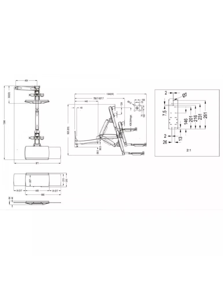 MULTIBRACKETS 4368 Brazo para estación de trabajo Multibrackets Soporte de pared sencillo extendido - Pantalla de 15 - 27  VES