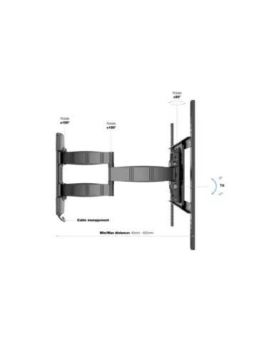 MULTIBRACKETS 4234 Support mural inclinable et rotative Multibrackets Flexarm Tilt & Turn III - écran 32"- 50" VESA Max 400x400 2