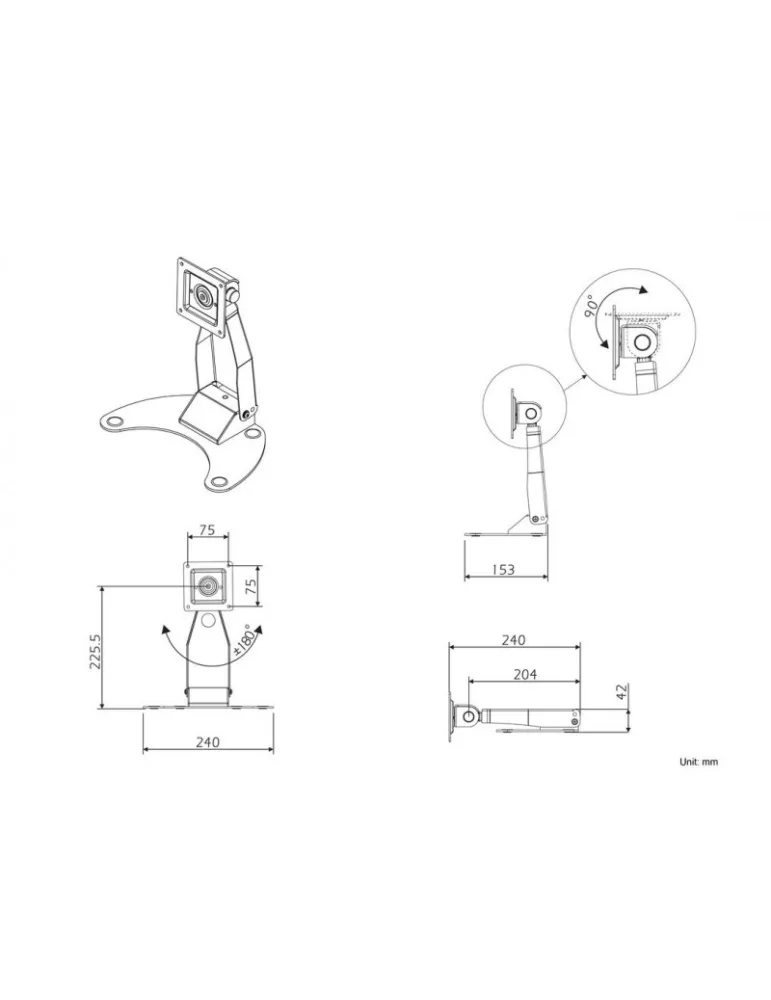 MULTIBRACKETS 0525 Soporte de mesa giratorio Multibrackets Tablestand for Lockable Tablet Mount pour tablette de 7  - 13  Vesa