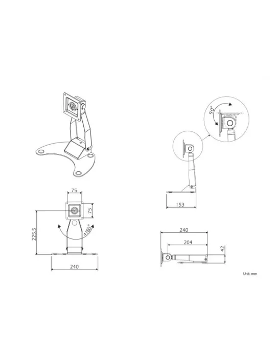 MULTIBRACKETS 0525 Soporte de mesa giratorio Multibrackets Tablestand for Lockable Tablet Mount pour tablette de 7  - 13  Vesa