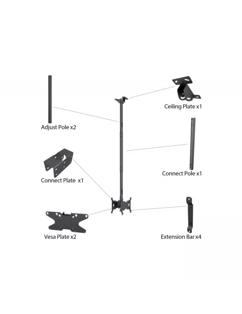 MULTIBRACKETS 4740 Support plafond Multibrackets Public Ceilingmount Small Back to Back - écrans dos à dos 10"-32" VESA Max 200