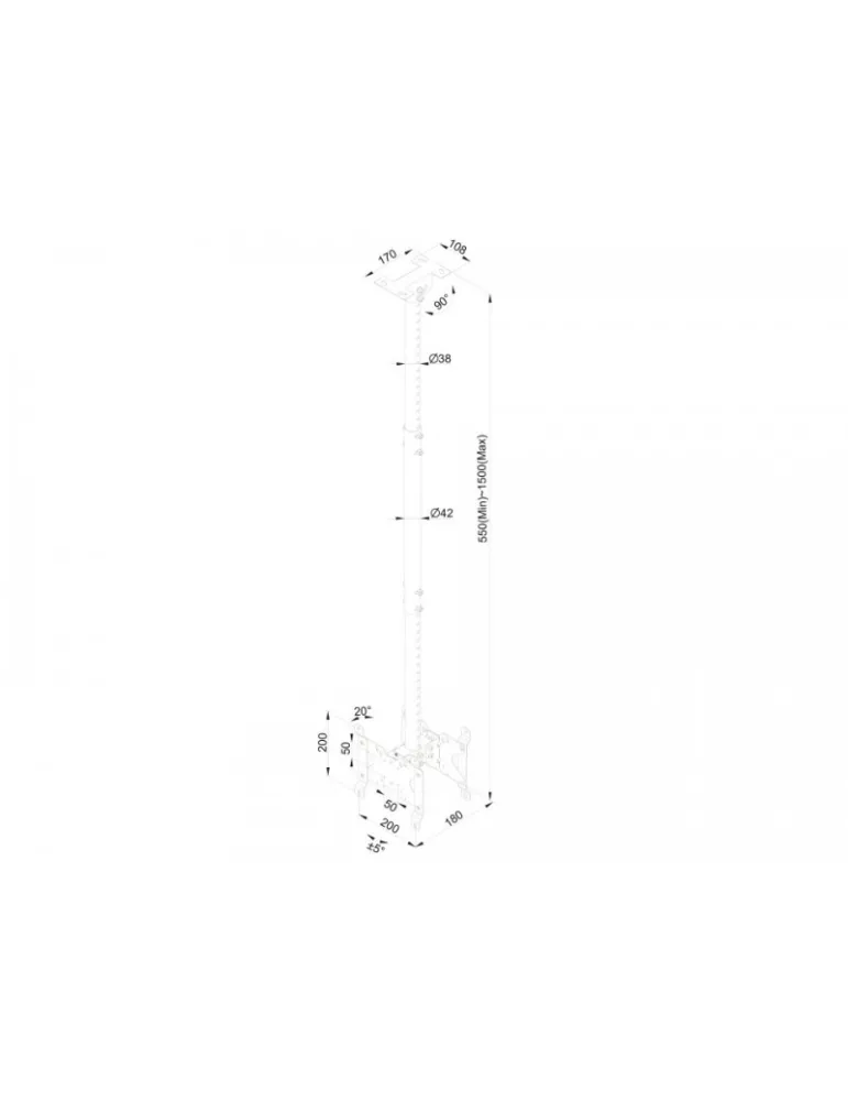MULTIBRACKETS 4740 Support plafond Multibrackets Public Ceilingmount Small Back to Back - écrans dos à dos 10"-32" VESA Max 200