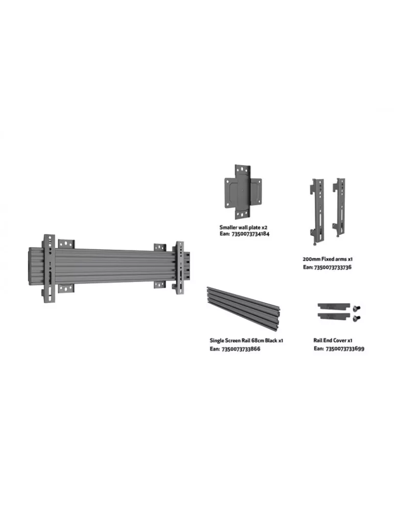 MULTIBRACKETS 4306 Multibrackets Wallmount Pro MBSTH1U 600x200 Fixed Black for STRETCH LCD screens 40 -100  VESA Max 600x200 M