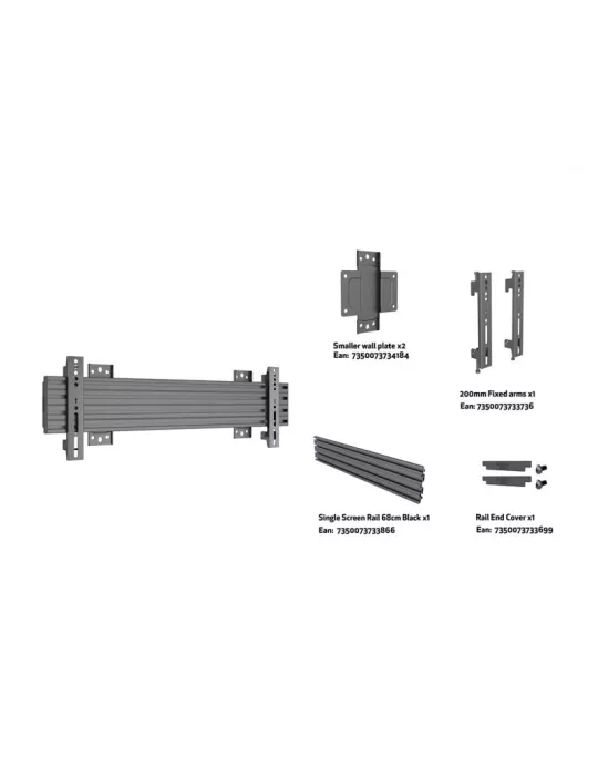 MULTIBRACKETS 4306 Multibrackets Wallmount Pro MBSTH1U 600x200 Fixed Black for STRETCH LCD screens 40 -100  VESA Max 600x200 M