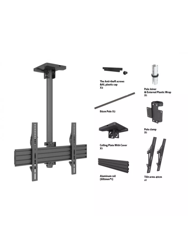 MULTIBRACKETS 5655 Deckenhalterung Multibrackets Menu Board Mount Pro MBC2X1U - 2 Bildschirme 30 -42  VESA Max 200x200 MULTIBR