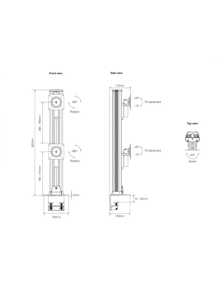 MULTIBRACKETS 0556 Multibrackets Soporte de sobremesa HD Pantalla panorámica vertical doble - 2 pantallas 32  - 50  VESA Máx.