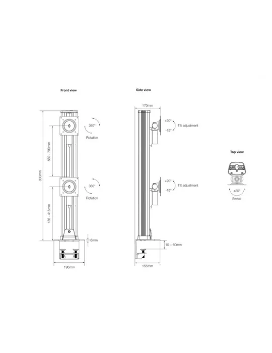 MULTIBRACKETS 0556 Support de table rotatif Multibrackets Deskmount HD Dual Vertical Widescreen - 2 écrans 32" - 50" VESA Max 1