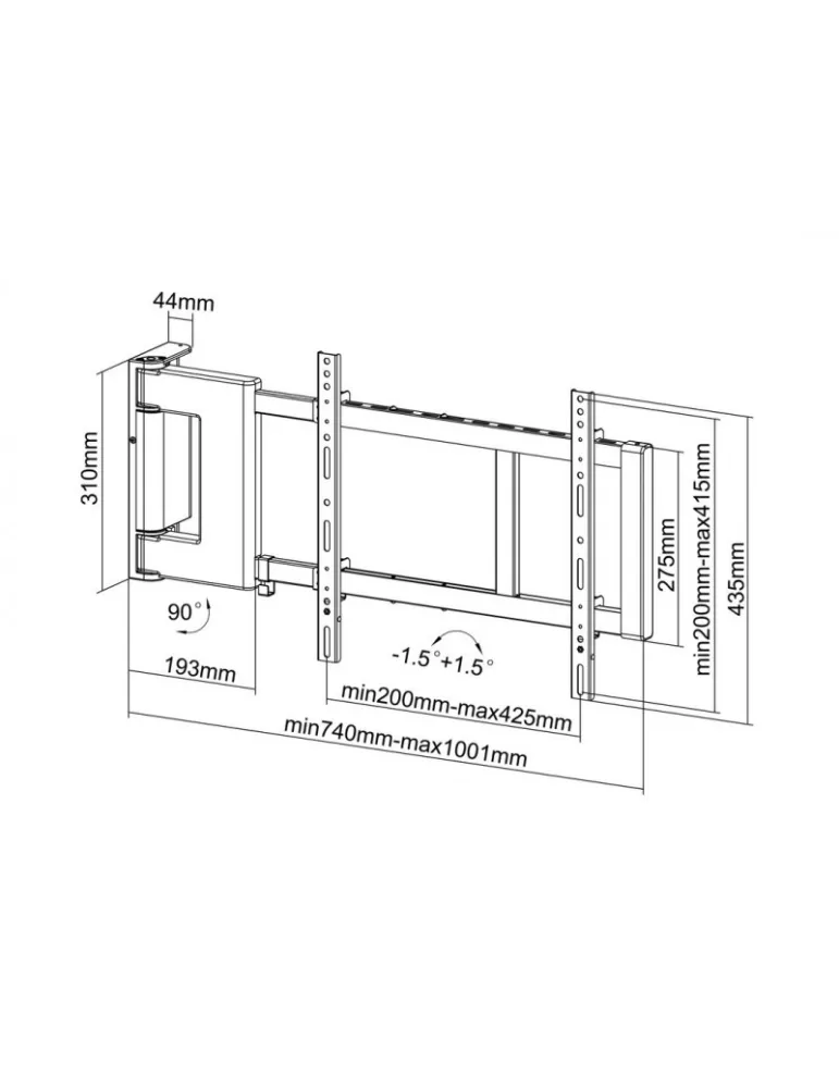MULTIBRACKETS 4500 Support mural motorisé Multibrackets Motorized Swing Mount Large - écran 32 -60  Vesa Max 400x400 MULTIBRAC