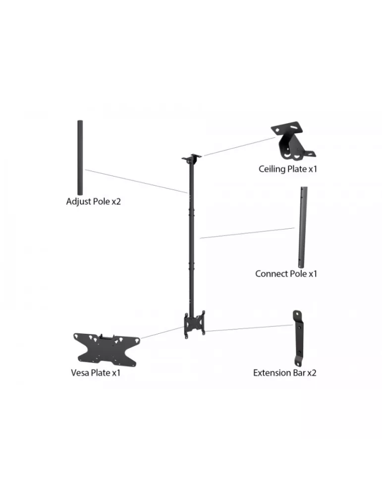 MULTIBRACKETS 5453 Support plafond Multibrackets Public Ceilingmount Small Single - écran 10 -32  VESA Max 200x200 MULTIBRACKE