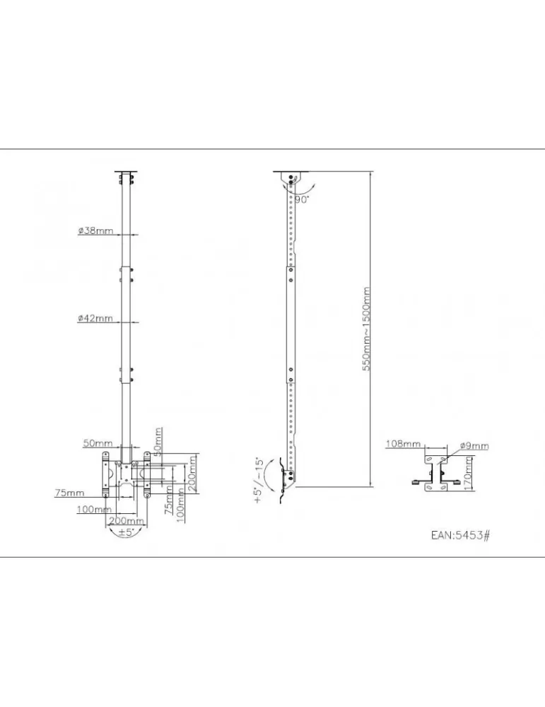 MULTIBRACKETS 5453 Support plafond Multibrackets Public Ceilingmount Small Single - écran 10"-32" VESA Max 200x200