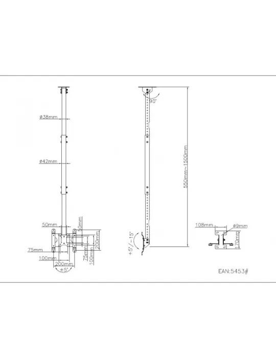 MULTIBRACKETS 5453 Support plafond Multibrackets Public Ceilingmount Small Single - écran 10 -32  VESA Max 200x200 MULTIBRACKE