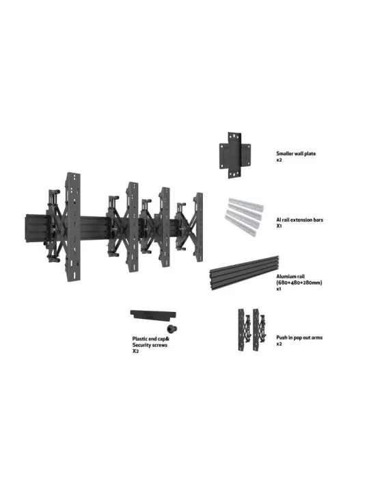 MULTIBRACKETS 5020 Multibrackets Wallmount Pro MBW2x1U Push In Pop Out Negro - 2 pantallas 32 -55  VESA Max 400x400 MULTIBRACK