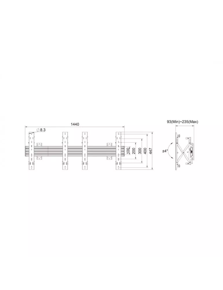 MULTIBRACKETS 5020 Multibrackets Wallmount Pro MBW2x1U Push In Pop Out Negro - 2 pantallas 32 -55  VESA Max 400x400 MULTIBRACK