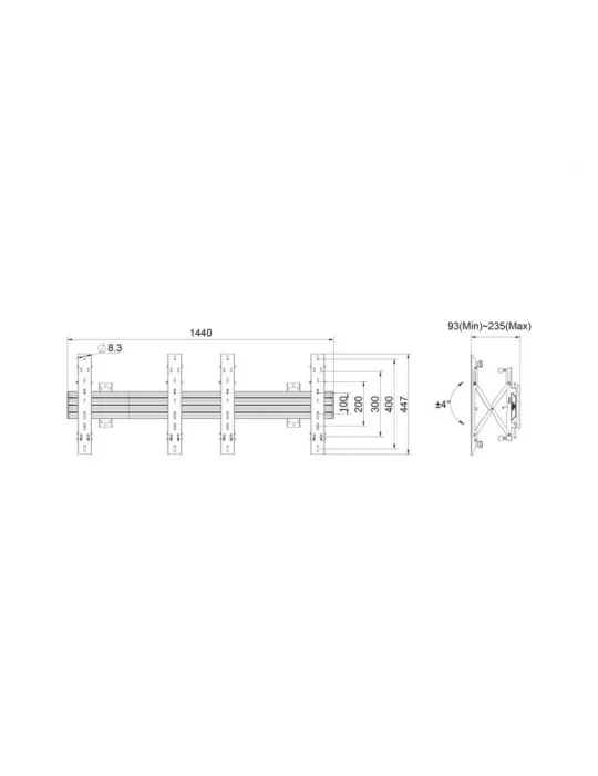 MULTIBRACKETS 5020 Multibrackets Wallmount Pro MBW2x1U Push In Pop Out Negro - 2 pantallas 32 -55  VESA Max 400x400 MULTIBRACK