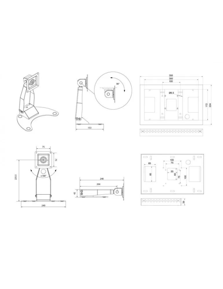 MULTIBRACKETS 2543 Support de table rotatif Multibrackets Tablestand for Lockable Tablet Mount + Enclosure - écran de 13" VESA 