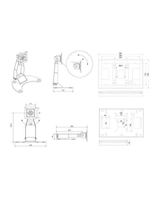MULTIBRACKETS 2543 Support de table rotatif Multibrackets Tablestand for Lockable Tablet Mount + Enclosure - écran de 13" VESA 