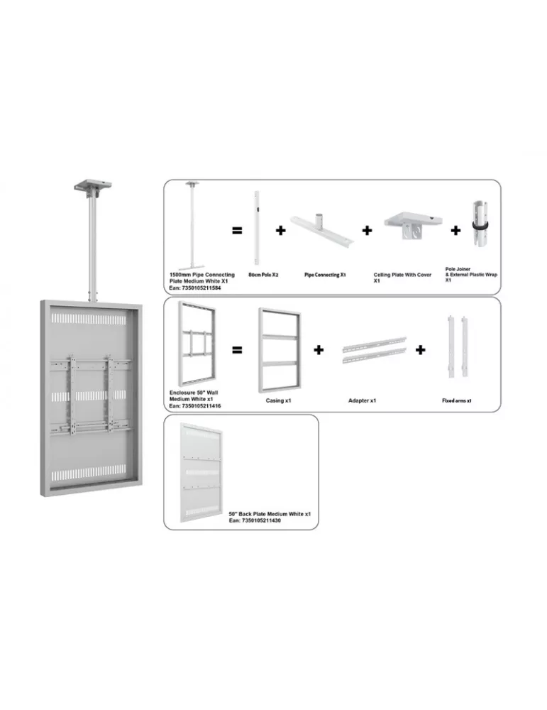 MULTIBRACKETS 3861 Caisson avec support plafond Multibrackets Enclosure 50" Ceiling Medium White