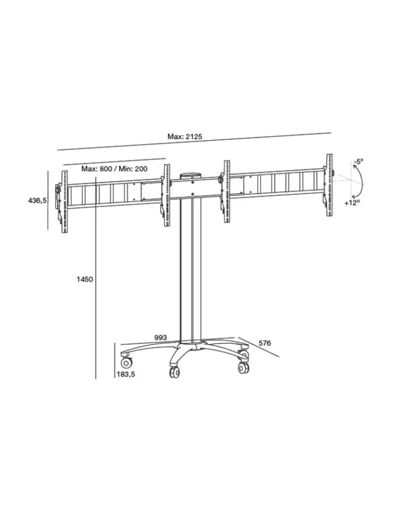 MULTIBRACKETS 5392 Soporte móvil Doble ecrans Multibrackets Public Display Stand 145 Dual Silver - écran 46 -52  VESA Max 800x