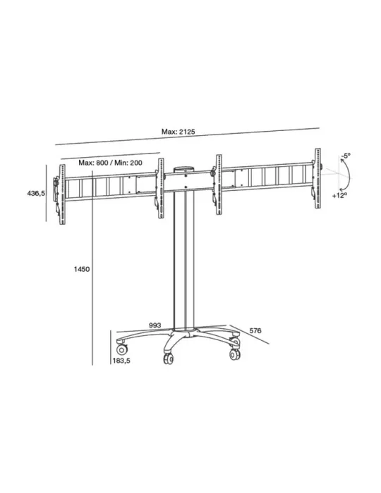 MULTIBRACKETS 5392 Support mobile Double ecrans Multibrackets Public Display Stand 145 Dual Silver - écran 46"-52" VESA Max 800