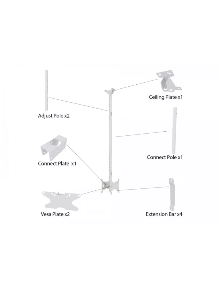 MULTIBRACKETS 4764 Support plafond Multibrackets Public Ceilingmount Small Back to Back - écrans10 -32  VESA Max 200x200 MULTI