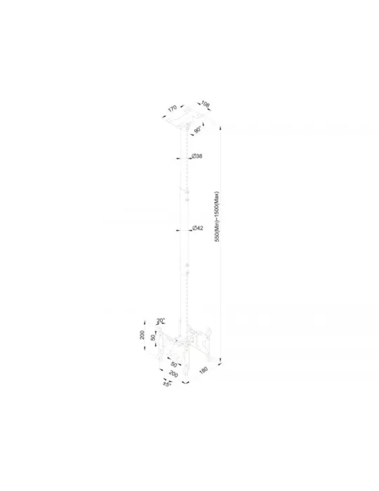 MULTIBRACKETS 4764 Support plafond Multibrackets Public Ceilingmount Small Back to Back - écrans10 -32  VESA Max 200x200 MULTI