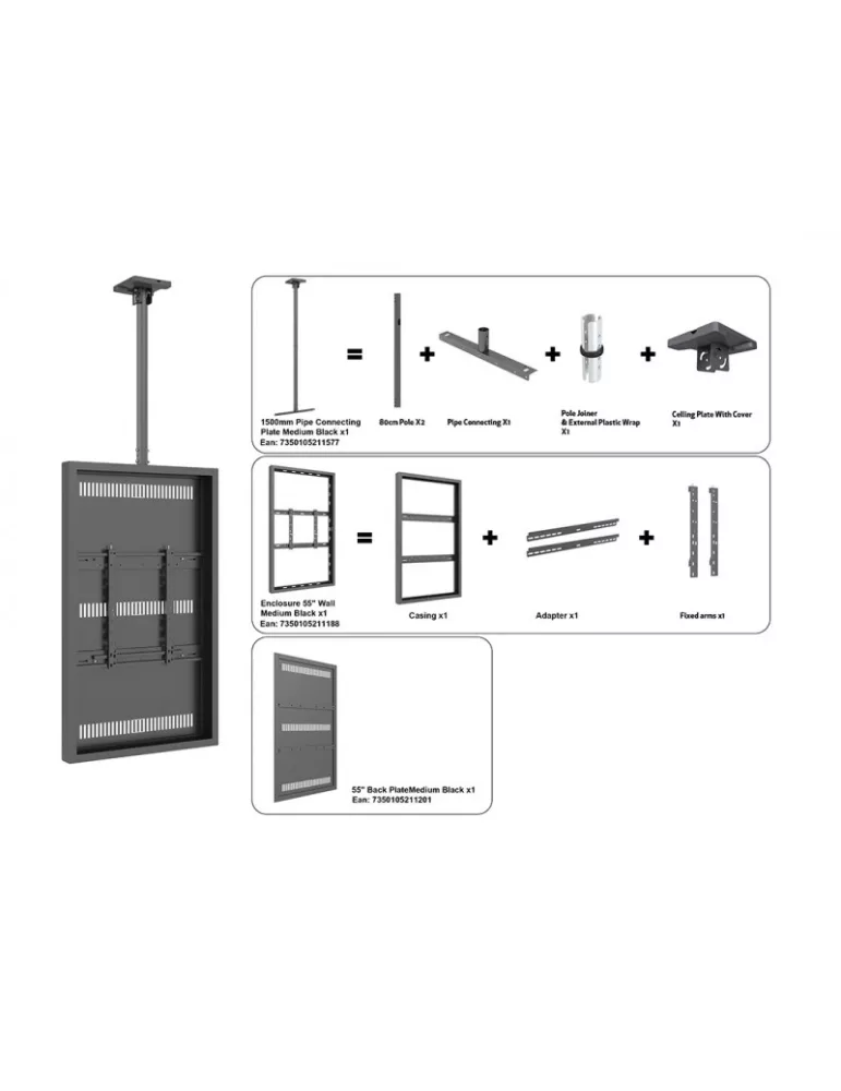 MULTIBRACKETS 3311 Caisson avec support plafond Multibrackets Enclosure 55" Ceiling Medium Black