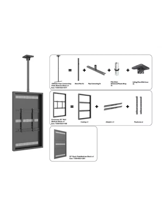 MULTIBRACKETS 3311 Gehäuse mit Deckenhalterung Multibrackets Enclosure 55  Ceiling Medium Black MULTIBRACKETS MUL3311 | MusicG
