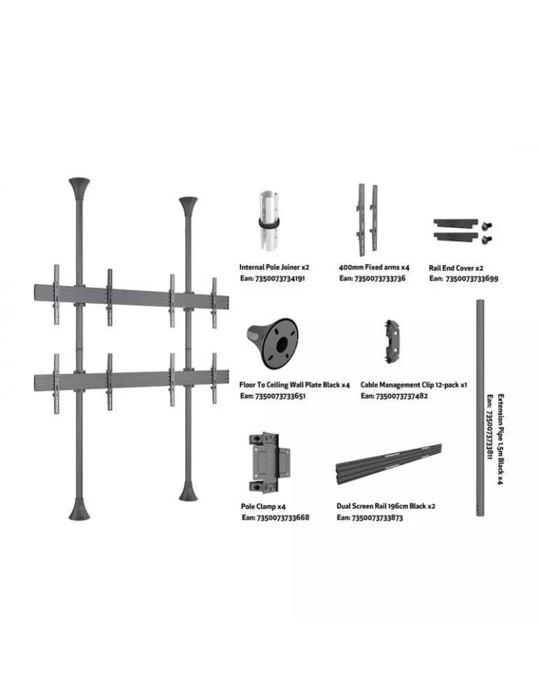 MULTIBRACKETS 6084 Support mur d images sol-plafond Multibrackets Floor to Ceiling Mount Pro MBFC2UX2 - 4 pantallas 40 -65  VE