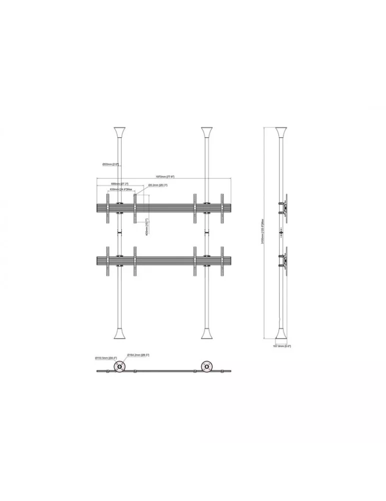 MULTIBRACKETS 6084 Support mur d images sol-plafond Multibrackets Floor to Ceiling Mount Pro MBFC2UX2 - 4 pantallas 40 -65  VE