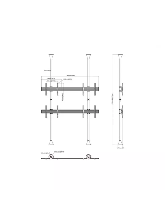 MULTIBRACKETS 6084 Support mur d images sol-plafond Multibrackets Floor to Ceiling Mount Pro MBFC2UX2 - 4 pantallas 40 -65  VE
