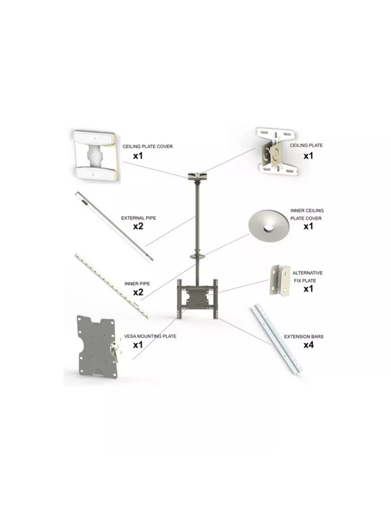 MULTIBRACKETS 2494 Support plafond Multibrackets Public Ceilingmount Medium Single - écran 32 -55  VESA Max 400x400 MULTIBRACK