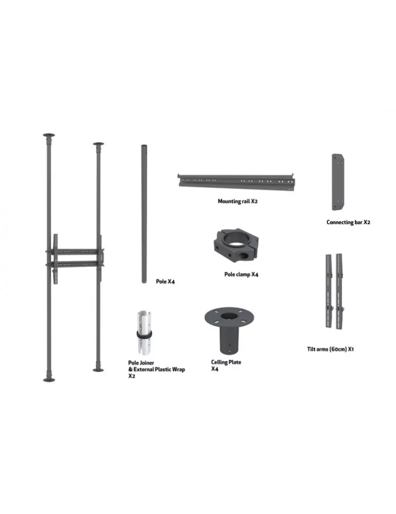 MULTIBRACKETS 7932 Support sol plafond Multibrackets Floor to Ceiling Mount Pro MBFC2P1UHD - écran 65"-100" VESA Max 800x600