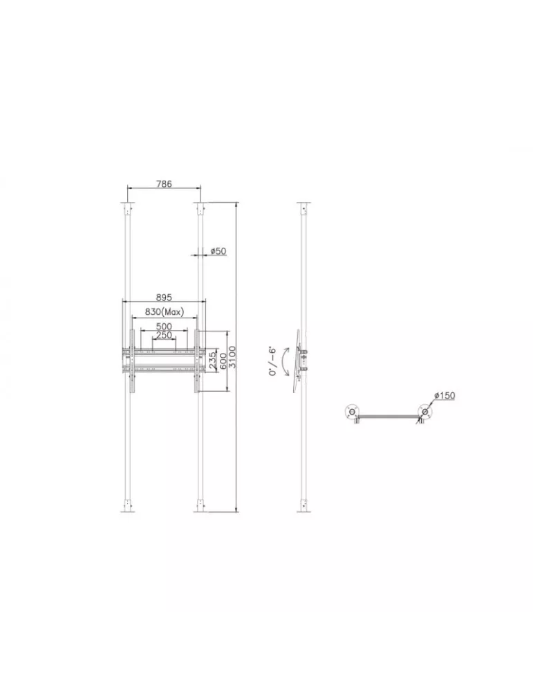 MULTIBRACKETS 7932 Boden-Decken-Halterung Multibrackets Floor to Ceiling Mount Pro MBFC2P1UHD - 65 -100 -Bildschirm VESA Max 8