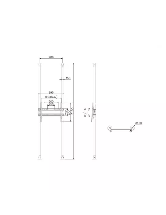 MULTIBRACKETS 7932 Support sol plafond Multibrackets Floor to Ceiling Mount Pro MBFC2P1UHD - 65 -100  screen VESA Max 800x600