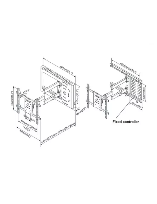 MULTIBRACKETS 0198 Support mural articulé avec boîtier STB Multibrackets Hospitality Flexarm with STB Enclosure pour moniteur L
