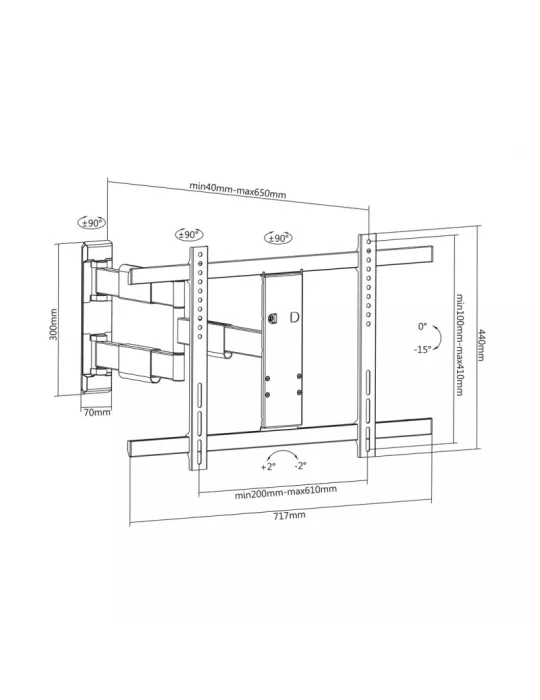 MULTIBRACKETS 0150 SUPPORT MURAL ARTICULÉ BLANC  FLEXARM THIN LARGE POUR ECRAN LCD 37"- 65" - POIDS 30KG VESA MAX 600X400